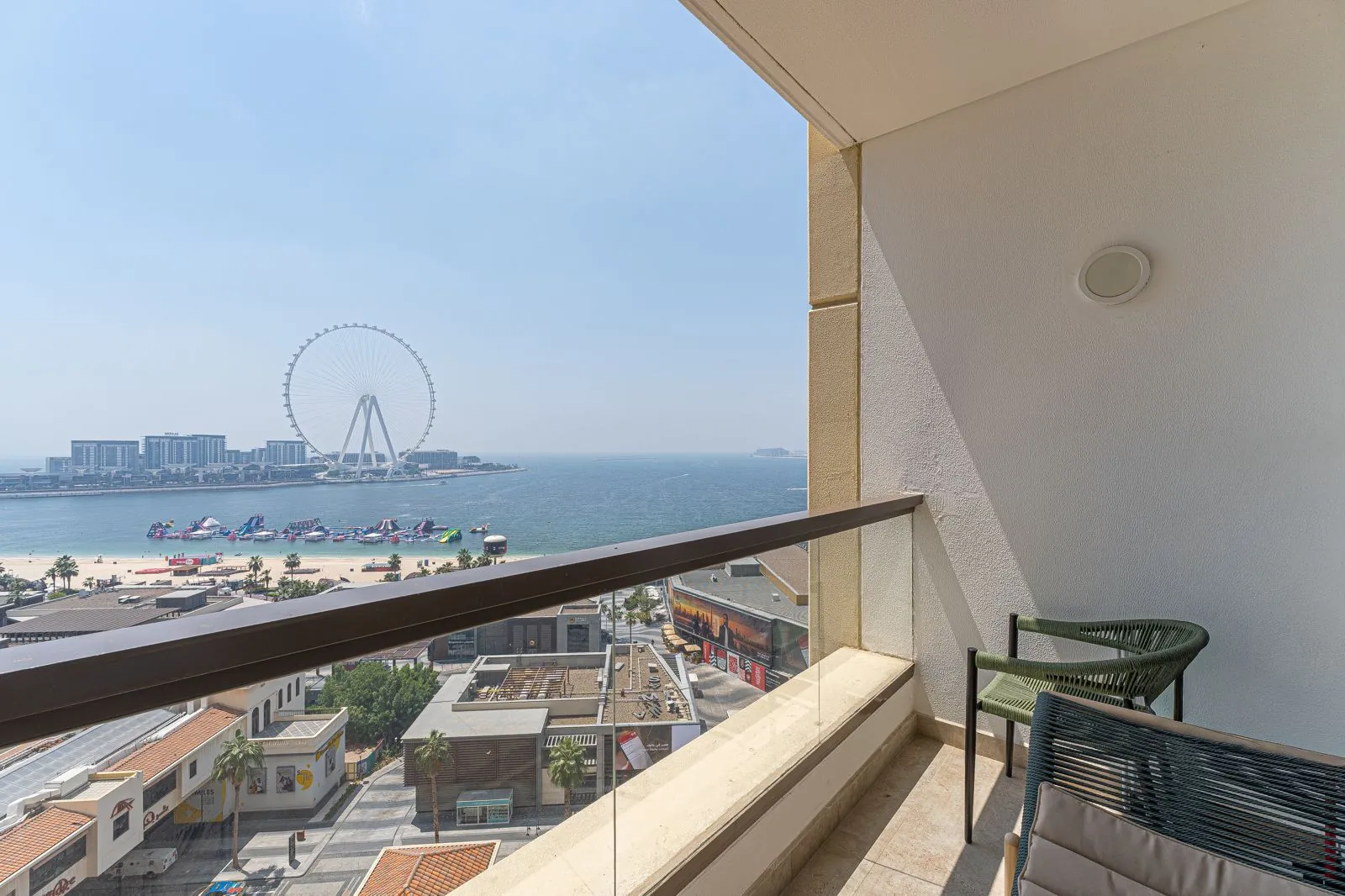 Private balcony overlooking the Dubai coastline