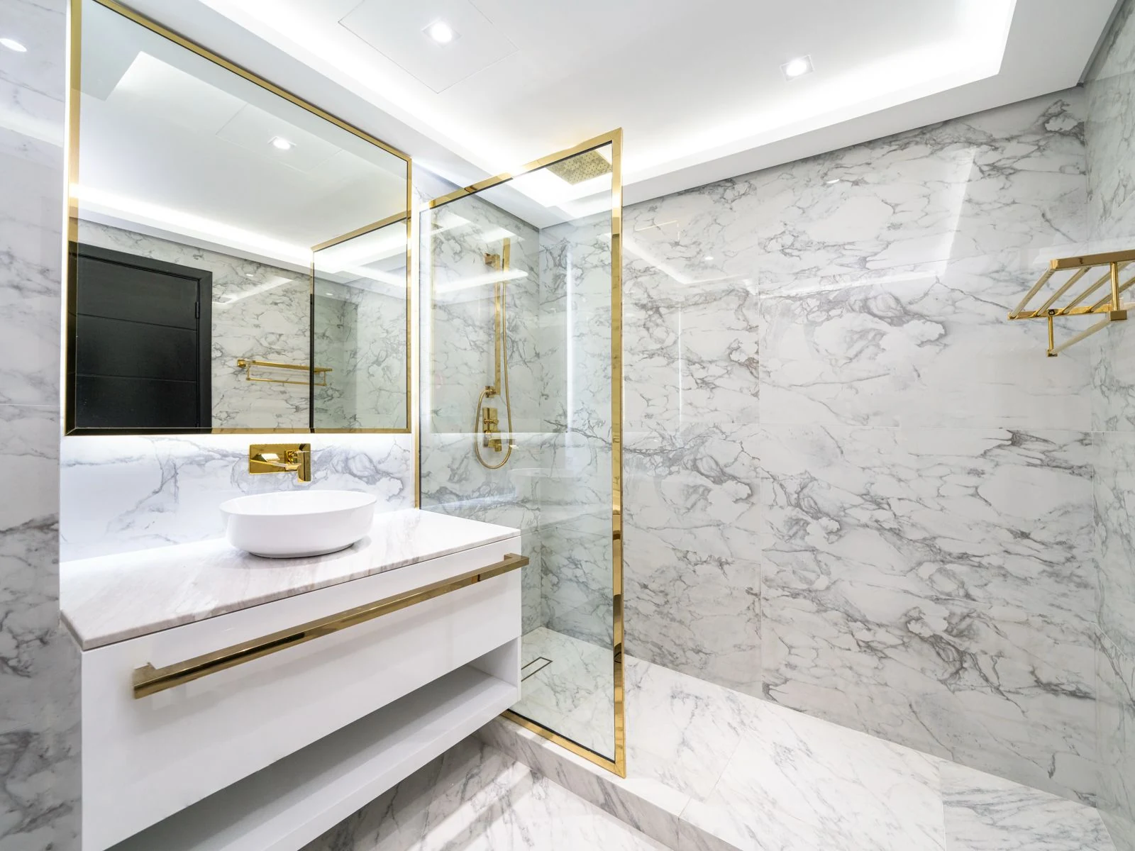 Completed penthouse marble bathroom